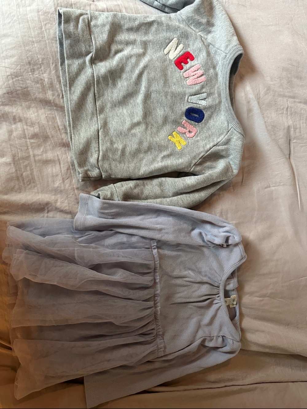 Kids lilacTulle Dress with 'New York' Appliqué Sweatshirt Set